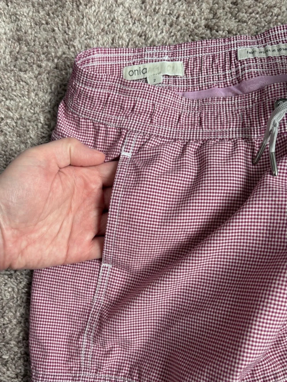 Onia Boys Swim Trunks – Red Plaid – Size 2T